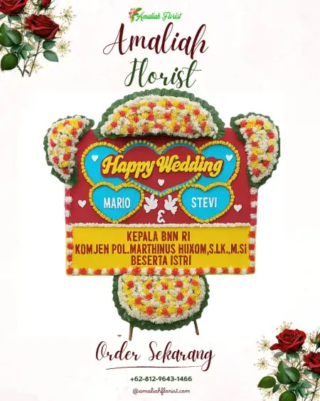 Papan Bunga Pernikahan Ome